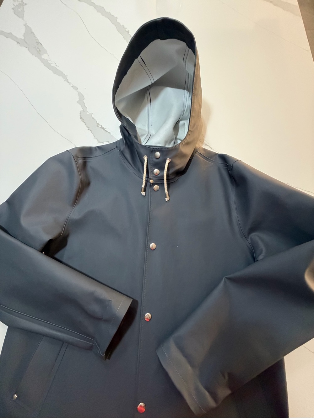 Stutterheim Men's Hooded Raincoat Jacket - charcoal grey size Medium - Picture 2 of 15